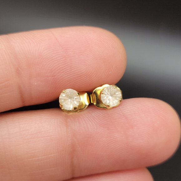 Avon Gold-Tone Stud Earrings with Champagne Stones - Women Jewelry - Picture 10 of 10